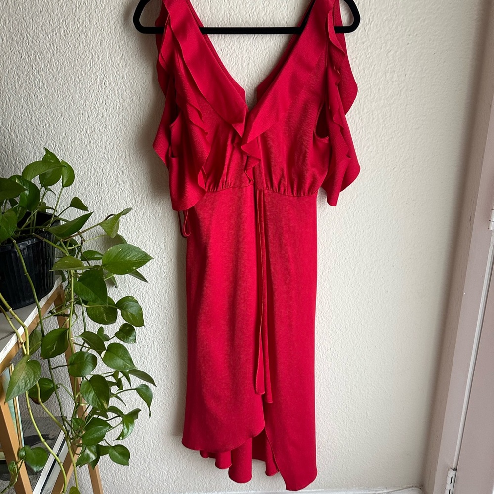 Elegant Red Ruffle Dress
